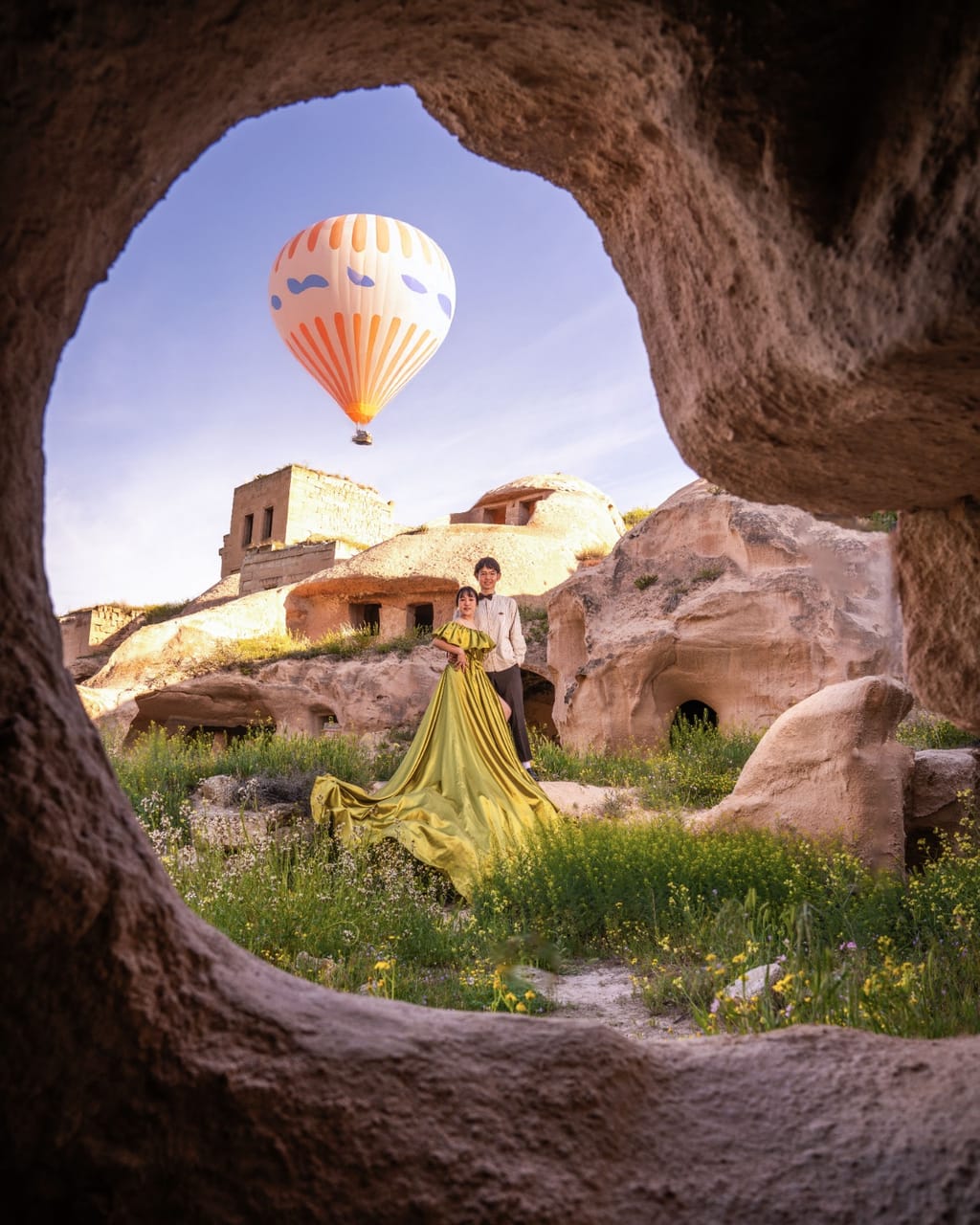 Gün batımında farklı ışık aşamaları Kapadokya